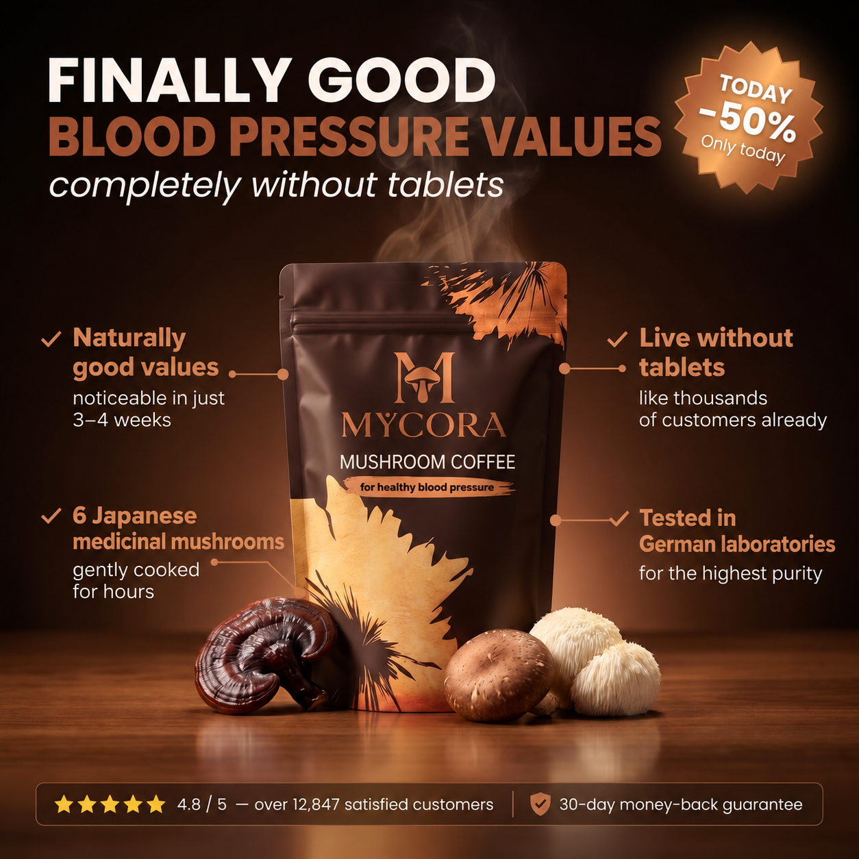 MYCORA™ Mushroom Coffee | for good blood pressure levels