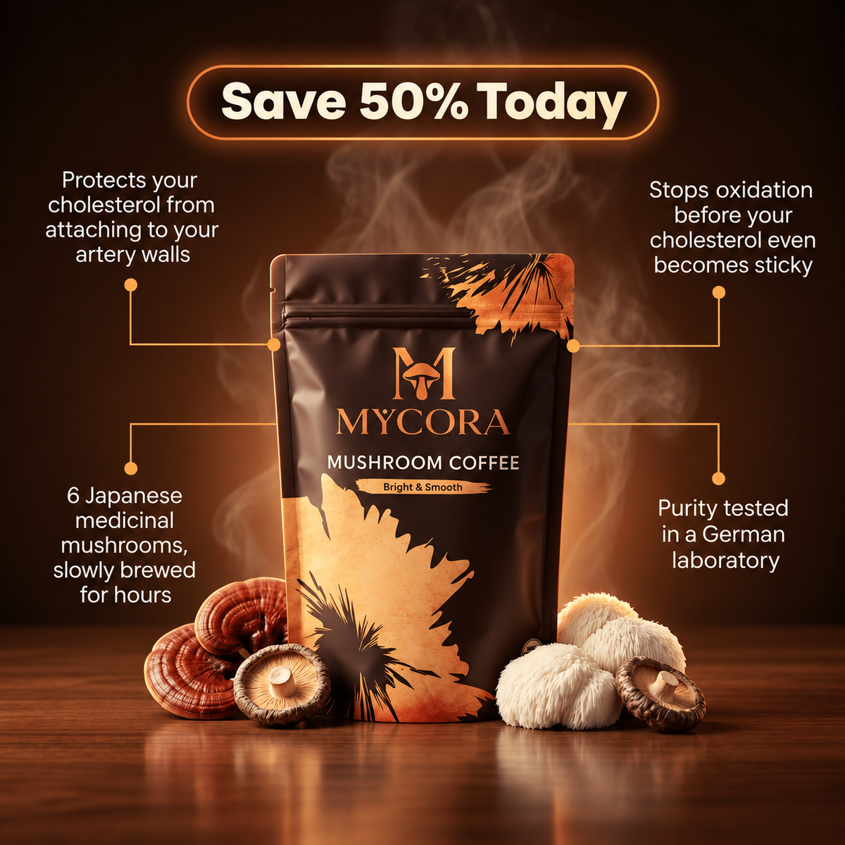 MYCORA™ Mushroom Coffee | for healthy cholesterol levels